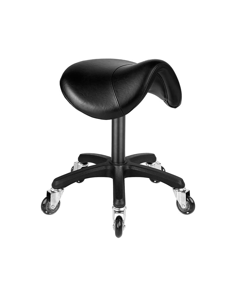 Saddle Black - Taburete de silla de montar negro con base estrella negra
